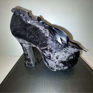 Elegant Black Velvet Platform Heels